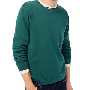NEW J.Crew mens cotton crewneck sweater-tee size XL long sleeve green